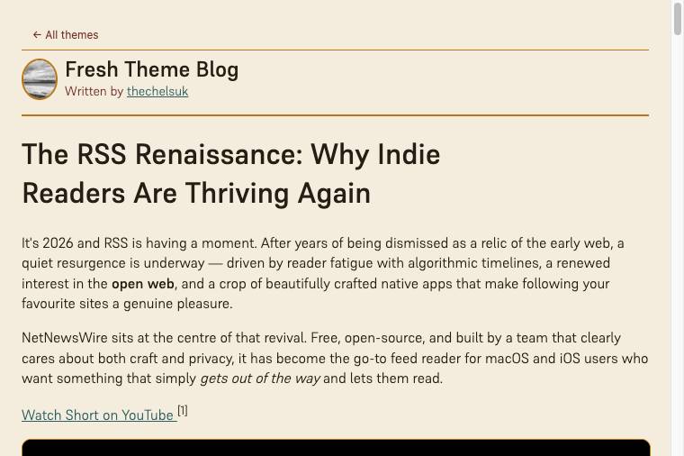 Fresh theme article preview